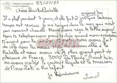 Tonnay-Charente — El puente colgante — Ediciones del Marqués — Reverso
