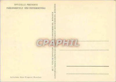 Fusswaschung — cena dos Passionsspiele de 1950 em Oberammergau — editada por F. Bruckmann KG, München — Verso