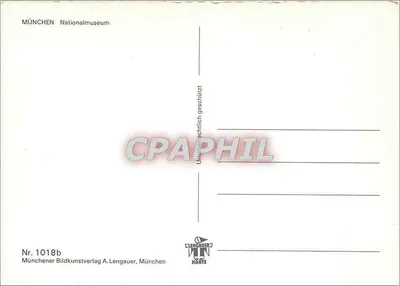 Muzeum Narodowe w Monachium — fasada z dzwonnikiem — Münchener Bildkunstverlag A. Lengauer, Monachium, nr 1018b — Rewers