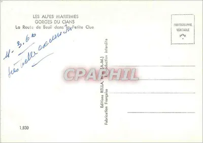 Gorges do Cians — A Estrada de Beuil na Petite Clue — Edições Rella, Nîmes — Verso
