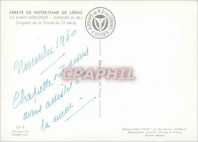 Kaplica Trójcy Świętej — Abp. Najświętszej Maryi Panny z Lérins — Wydawnictwo Sztuki 'YVON' — Rewers