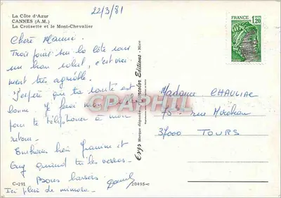Cannes — La Croisette und Mont-Chevalier — Éditions Crys — Rückseite