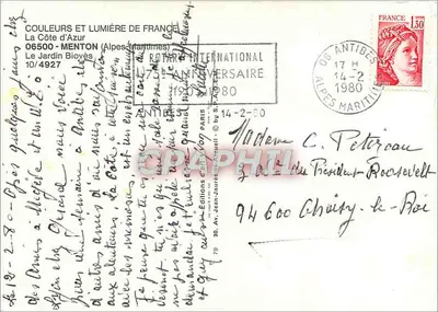 Het Biovies-tuin in Menton — uitgever S.P.A.E. — n° 06500 — Achterkant
