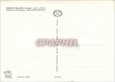 Crest-Voland — Les Molliettes — Imprimeur Combiérier, Macon — Verso