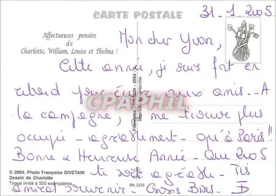 Familie — Zärtliche Gedanken — Françoise DIVETAIN, n° BN.2333 — Rückseite