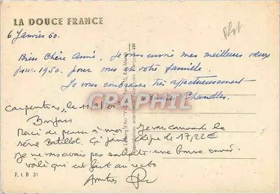 Claro amanhecer — Vista de rio cercado por árvores — La Douce France, n° 426 — Verso