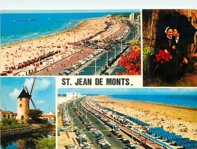 St Jean de Monts — vista panorâmica e casal sob guarda-chuva — Artaud Éditeur