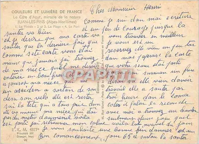Juan-les-Pins — vista panorâmica — Edições Couleurs et Lumière da França, n° 4877* — Verso