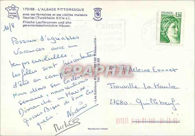 Turckheim — Fontana fiorita e casa a colombages — Les Éditions Colmar — Verso