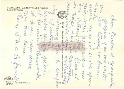 Conflans-Albertville (Savoie) — Drzwi Tarine — Imprimeur Mécon — Rewers