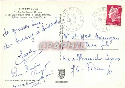 Le Blanc (Indre) — O Boulevard Chanzy e a Cidade Alta com o velho castelo e a igreja romana de Saint-Cyran — Edições IRIS — Verso
