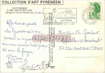 कैप-डे-लॉंग के बांध और झील — कला के संग्रह पायरेनी, संख्या 326 — एडिशन्स ऑफ़ आर्टपायर — पीछे