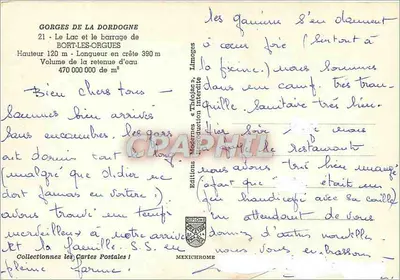 Przełęcz Dordogne — Jezioro i elektrownia Bort-les-Orgues — Wydawnictwo Iris — Rewers