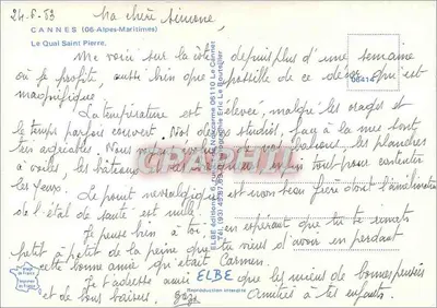 Cannes — Quai Świętego Piotra — Wydawca ELBE — Rewers