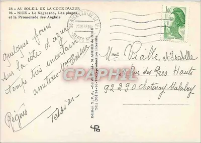Nizza — Strand van de Promenade des Anglais — Uitgave Y.P.A. - Bd du Bani - St André — Achterkant