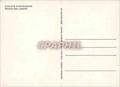 Schloss Nymphenburg — Steinerner Saal — editor J. H. Herpich, n° 50 — Verso