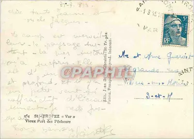 Saint-Tropez — Puerto Viejo de los Pescadores — Ed. Jean Demailly, n° 954 — Reverso