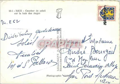 Nice - zachód słońca nad zatą Anglijską — Éditions S.E.P.T. 36, Bagnobella, Nice — Rewers
