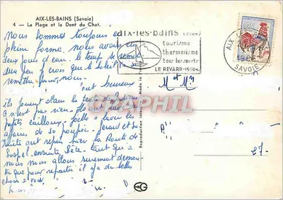 Aix-les-Bains (Savoie) — Plaża i Szczęka Kocica — wydawca: Le Revard — Rewers