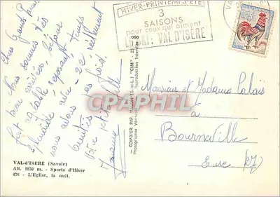 Val-d'Isère (Savoie) — Igreja à noite — Combier Imp. "CIM" — Verso