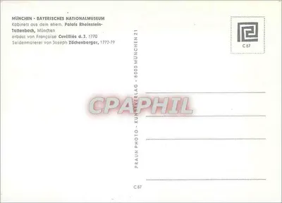 Kabinett pałacu Rhenstein — Monachium — wydawca Praun Photo - Kunstverlag, nr C 87 — Rewers