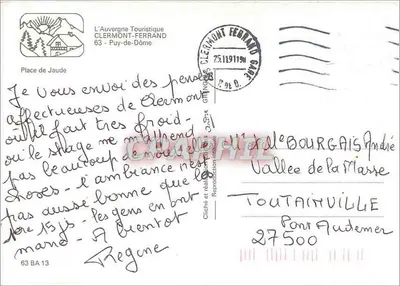 Clermont-Ferrand — widok z lotu ptaka placu Jaude — L'Auvergne Touristique — Rewers