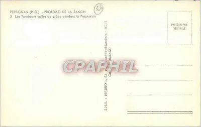 Perpignán (P.-O.) - Professo de la Sanch — Los Tambores cubiertos de crepé durante la Procesión — Norbo — Reverso