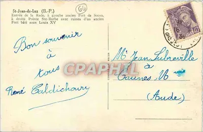 St-Jean-de-Luz — Invoer van de Rade en ruïnes van het Fort van Sococoa — C. W. (uitgever) — Achterkant