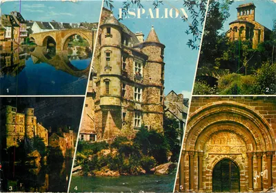 Espalion — Colagem de 5 vistas — Edições d'Art Yvon