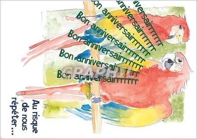Dwa papugie — kartka urodzinowa — Serwis Gier, Serwis Handlowy — Rewers