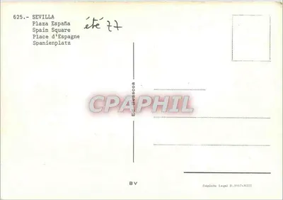 Praça de Espanha — Sevilha — Editor E. Brascoa, n° 625 — Verso