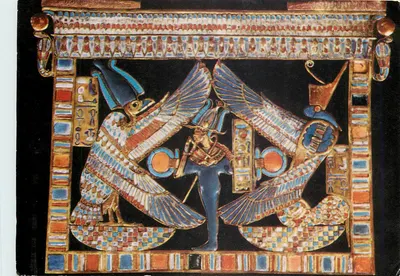 Osiris entre les symboles d'Égypte — Ober- et Unterägypte — éditeur Die Meister, n° 1572