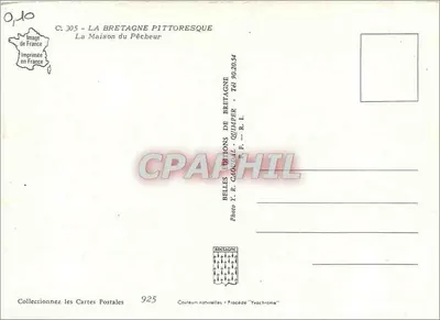 Dom Rybaka — Piekna Bretania — Wydawnictwo Y. R. Caouillil, Quimper — Rewers