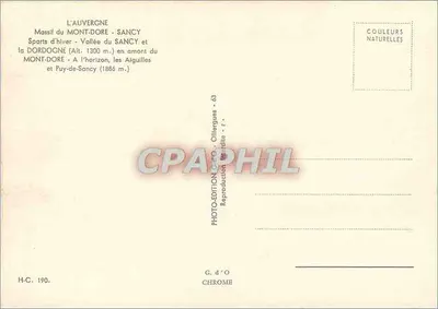 Massif du Mont-Dore - Vallée du Sancy — Sporty zimowe — wydawca G. d'O, nr 190 — Rewers