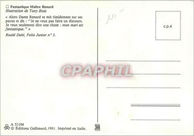 Lis i kaczka — Ilustracja Tony Ross — Wydawnictwo Gallimard — Rewers