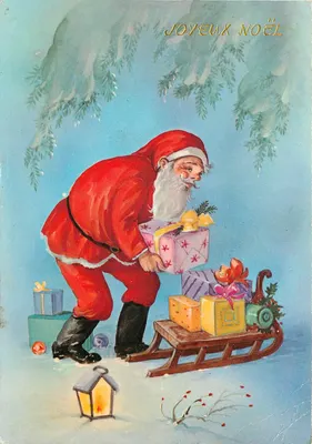 Papai Noel com presentes — cena invernal — editor não visível