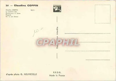 Claudine Coppin — La première fois, Regarde, Ne va pas danser — Disques Paddy — Rewers