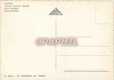 Napoli - Stacja Centralna — widok panoramiczny — wydawca REN — Rewers