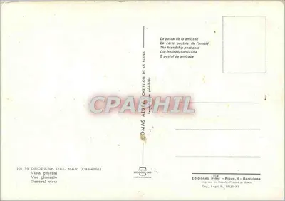 Oropesa del Mar — vista geral — Edições Piqué, n°39 — Verso