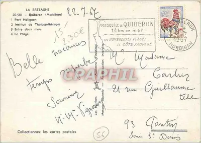 Quiberon — widok portu, plaży i wybrzeża — Les Éditions Jean, n° 20.581 — Rewers