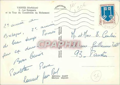 VANNES (Morbihan) — Zamek i Wieża Komendanta Richemonta — Gabycolor, Nantes — Rewers