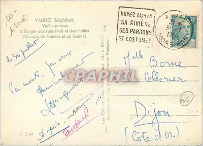 Vannes i jego żona — rzeźby na fasadzie — wydawca Les Éditions d'Art Vannetais — Rewers