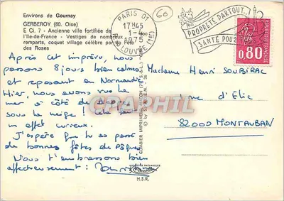 Environs de Gourney — Velha cidade fortificada, vestígios famosos pela Festa das Rosas — Editor Cambier Imprimeur-Macon (71) — Verso