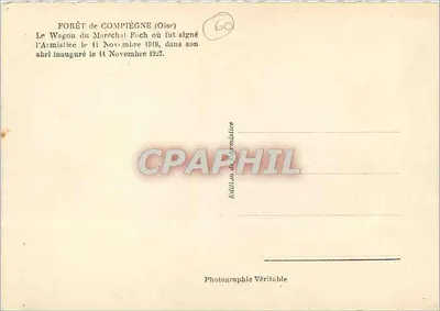 Wagon Marszałka Foch — Las Compiègne (Oise) — Wydanie Armistycyjne — Rewers