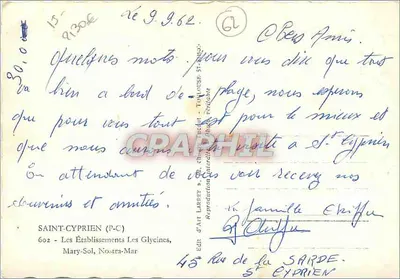 Saint-Cyprien (P-C) — Barco de pesca e edifícios — Édit. J'ART LARREY — Verso