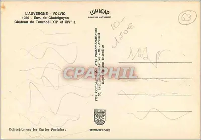 Castelo de Tournœil — arredores de Châtelguyon — editor IRIS — Verso