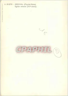 Orcival (Puy-de-Dôme) — Katedra romańska (XII wiek) — Fotografie Albert Modier, n° 10.276 — Rewers