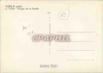 Thiers (P.-de-D.) — Dolina - Przełęcz Durolle — Fotograf Véritable — Rewers