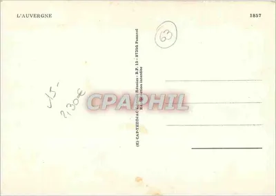 L'Auvergne — antieke ansichtkaart met kaart en vignettes — Editeur Réamnes, n°15 — Achterkant