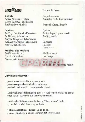 Stagione Russa — Teatro Musicale di Parigi — Municipio di Parigi — Verso